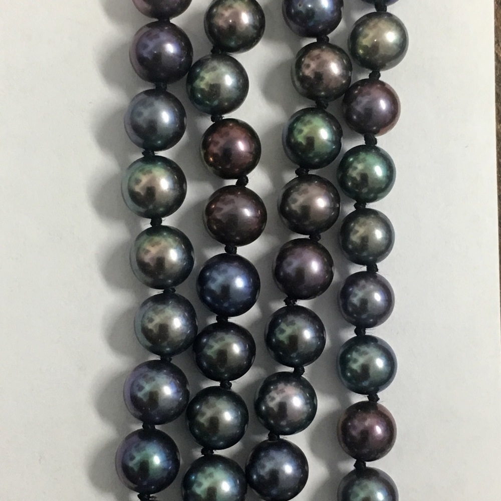 AAA Black Freshwater Pearl Double Strand Necklace - Picture 7 of 11